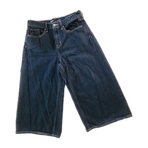 High-rise Loose Baggy Wide Leg Culotte Dark Jeans Old Navy 30in Waist Size 4 EUC